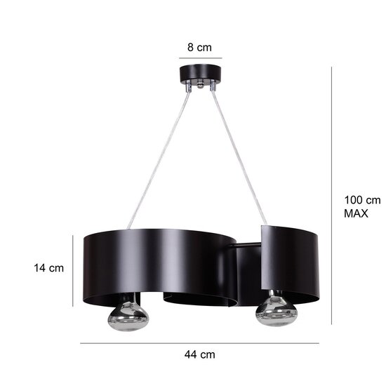 Emibig Emibig VIXON 2 Black - Modern pendant lamp made of powder-coated steel