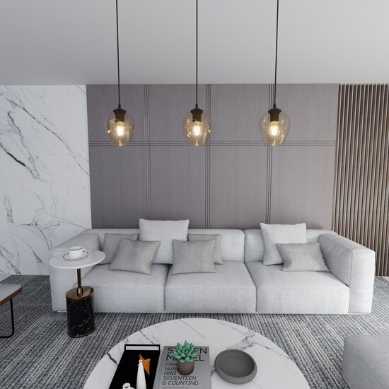 Emibig Emibig ISTAR 1 Suspension - Design moderne avec abat-jour en verre ambre