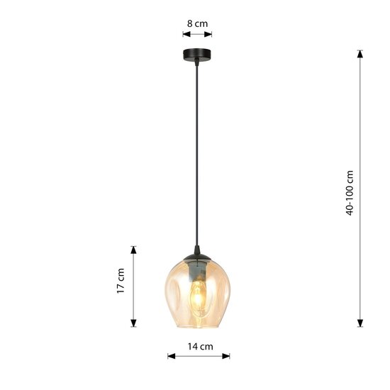Emibig Emibig ISTAR 1 Suspension - Design moderne avec abat-jour en verre ambre