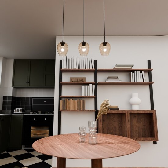 Emibig Emibig ISTAR 3 Hanglamp - Modern design met amber glazen kap