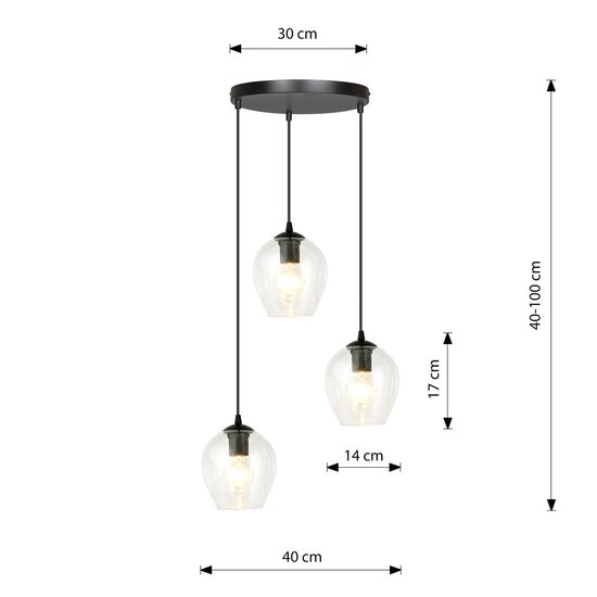 Emibig Emibig ISTAR 3 BL PREMIUM TRANSPARENT - Lampe suspendue moderne avec abat-jour transparent