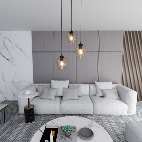 Emibig Emibig ISTAR 3 BL PREMIUM MIODOWY - Modern pendant lamp with amber shade