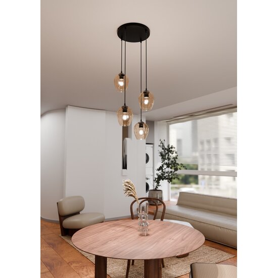 Emibig Emibig ISTAR 4 BL PREMIUM MIODOWY - Lámpara Colgante Moderna con Pantalla Ámbar