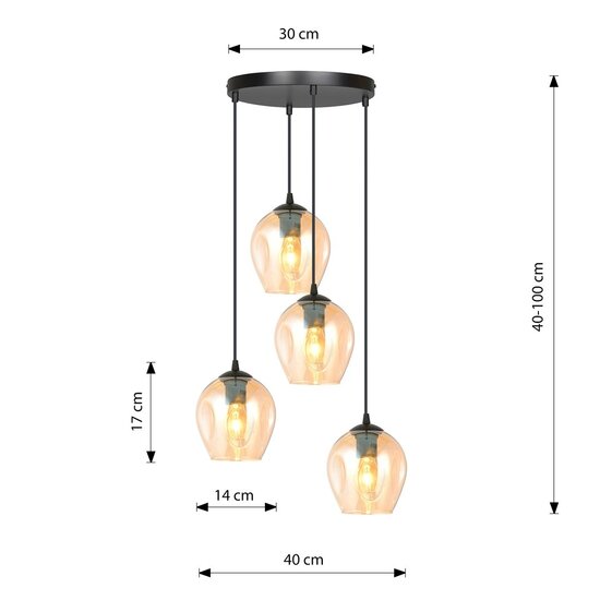 Emibig Emibig ISTAR 4 BL PREMIUM MIODOWY - Moderne Hanglamp met Amber Kleur