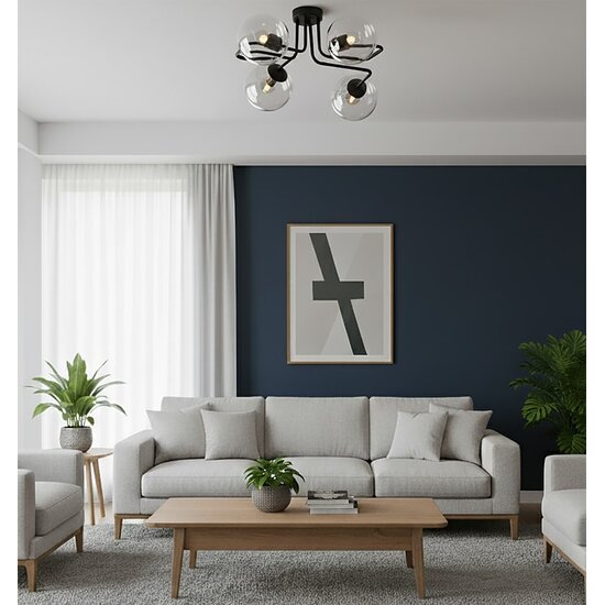 Emibig Emibig BRENDI 4 BL TRANSPARENT - Modern ceiling lamp with transparent lampshade