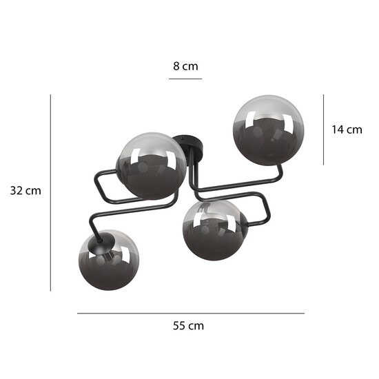 Emibig Emibig BRENDI 4 BL GRAFIT - Moderne plafondlamp in grafietkleur