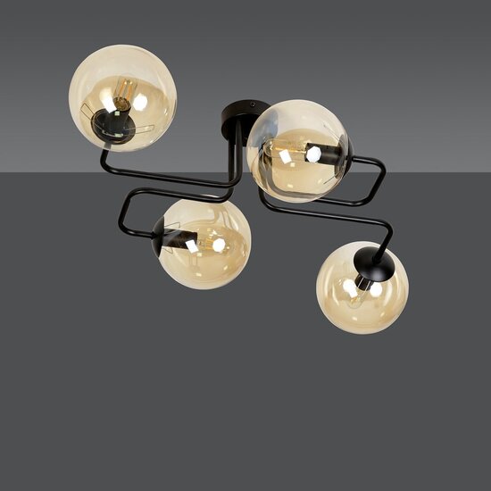 Emibig Emibig BRENDI 4 BL MIODOWY - Moderne plafondlamp met amberkleurige lampenkap