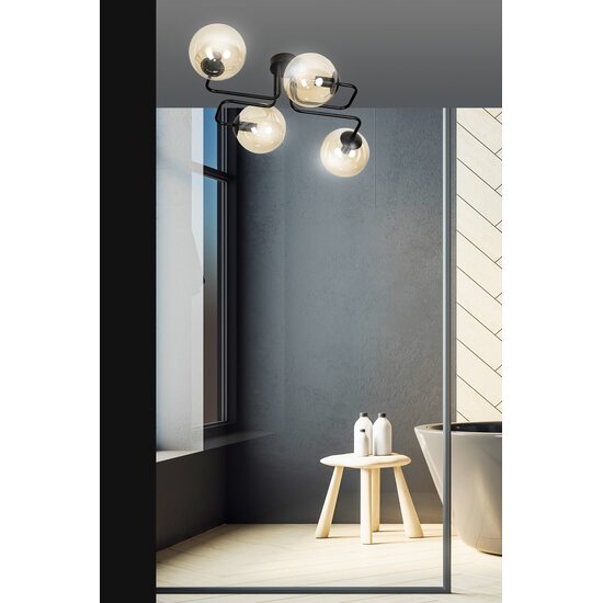 Emibig Emibig BRENDI 4 BL MIODOWY - Moderne plafondlamp met amberkleurige lampenkap