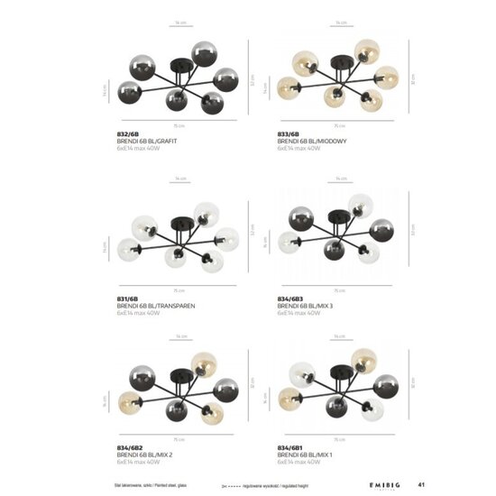 Emibig Emibig BRENDI 6B Deckenlampe - Modernes Design in Graphit