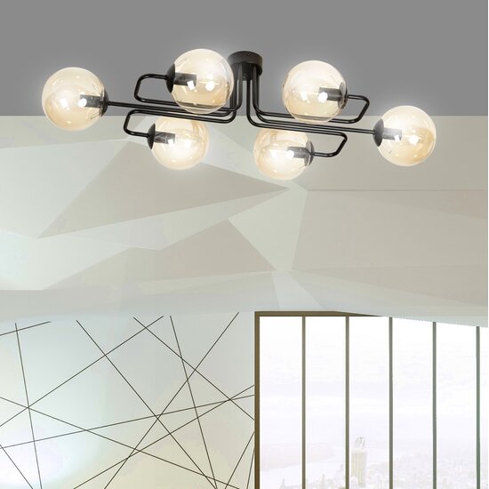 Emibig Emibig BRENDI 6A Hanglamp - Modern design met amberkleurige lampenkap