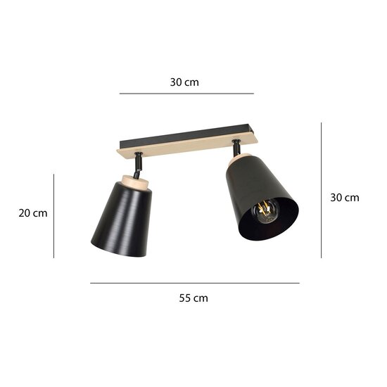 Emibig Emibig ATLAS 2 BLACK - Plafonnier scandinave en acier revêtu de poudre