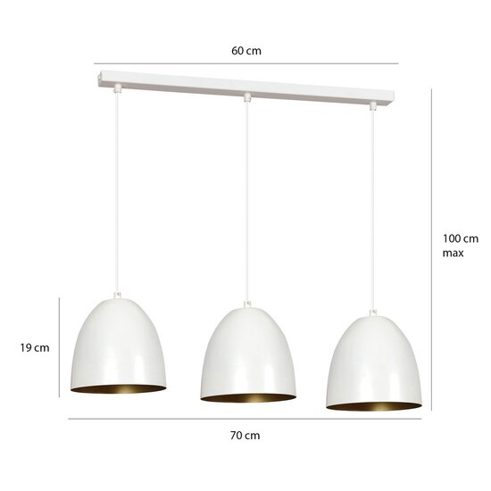 Emibig Emibig LENOX 3 Hängelampe Weiß/Gold - Modernes Design für jeden Raum