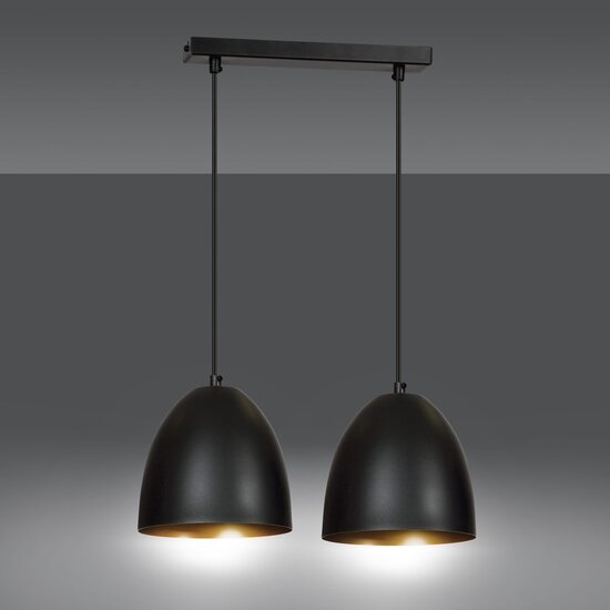 Emibig Emibig LENOX 2 Noir / Or - Lampe Suspendue Moderne pour Intérieurs Élégants