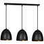 Emibig Emibig LENOX 3 Schwarz/Gold - Moderne Pendelleuchte für stilvolle Räume