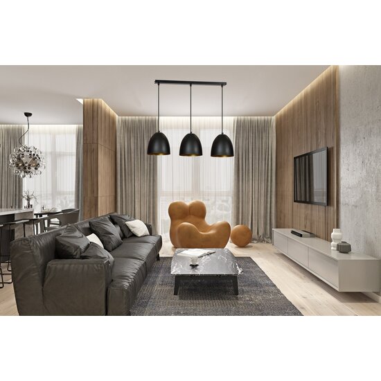 Emibig Emibig LENOX 3 Noir/Doré - Suspension Moderne pour une Ambiance Élégante