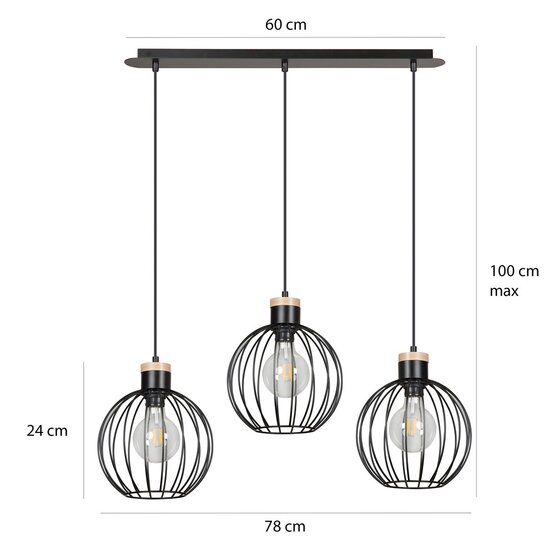 Emibig Emibig BARBADO 3 BLACK - Élégante lampe suspendue Japandi
