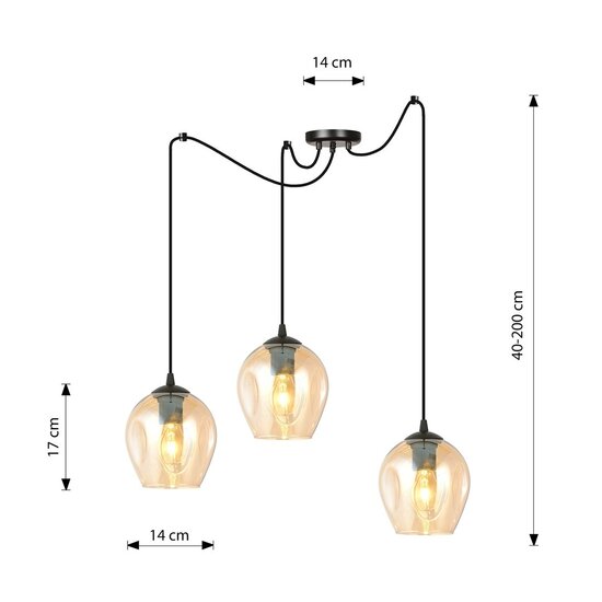 Emibig Emibig LEVEL 3 BL MIODOWY - Moderne Pendelleuchte mit Amber-Schirm