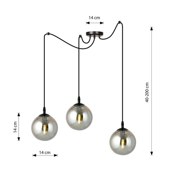 Emibig Emibig GIGI 3 BL GRAFIT - Moderne Pendelleuchte für stilvolles Ambiente