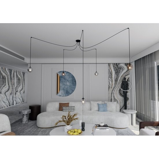 Emibig Emibig GIGI 5 BL MIX - Moderne Pendelleuchte mit Glas