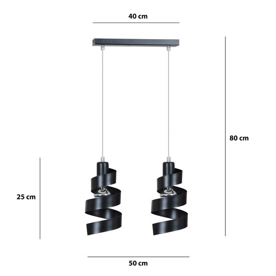 Emibig Emibig SAGA 2 BLACK - Lampe suspendue moderne en acier revêtu de poudre