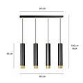 Emibig Emibig KIBO 4 BL/GOLD - Moderne hanglamp voor sfeervolle verlichting