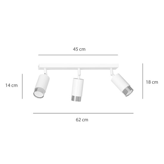 Emibig Emibig HIRO 3 - Plafonnier moderne en blanc et chrome