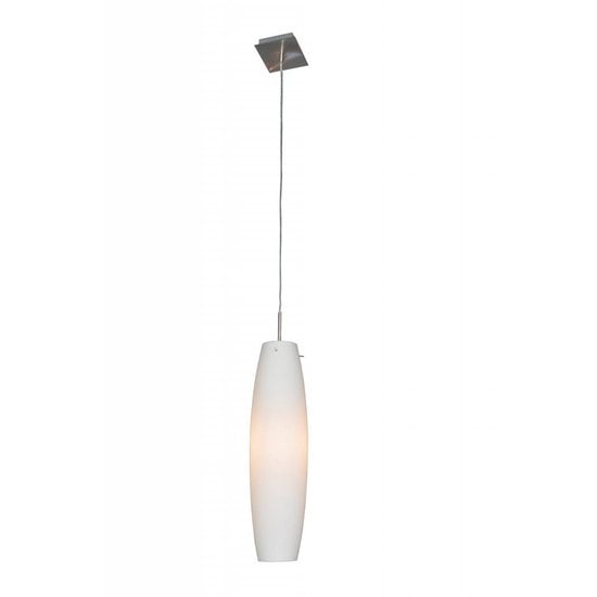 Fantasia Fantasia Maru suspension, verre blanc avec rosace en acier brossé, culot E27, diamètre 88mm et hauteur 1200mm