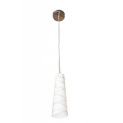 Fantasia Gylia hanglamp van glas met wit motief, E27 fitting
