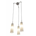 Fantasia Gylia pendant light in glass with white motif, 3x E27 (bulbs excl.), 380mm diameter, 1000mm height, IP20
