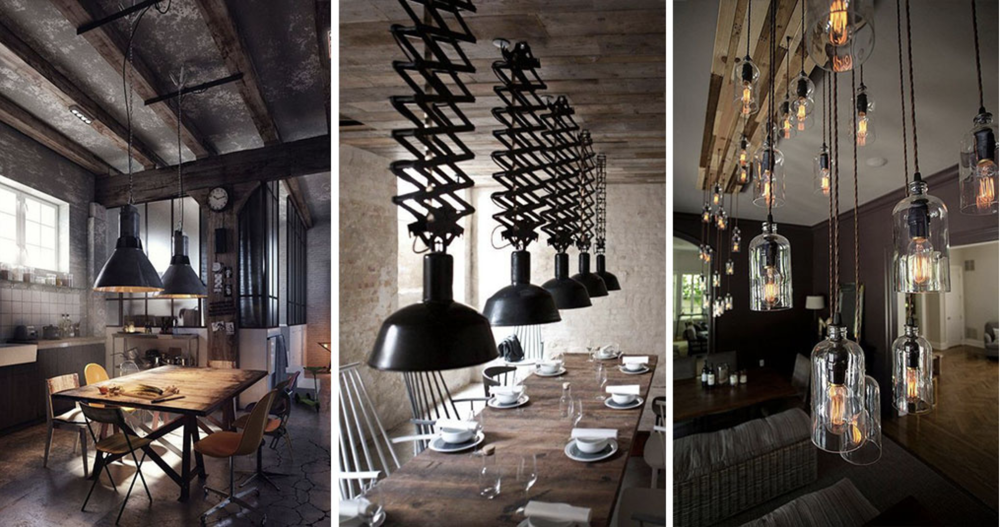 Industriële verlichting in huis: 10 ideeën