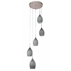 Lampe à suspension verre mat conique 420mm diamètre 5xE27