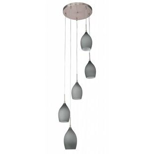 Hanging lamp glass matt conical 420mm diameter 5xE27