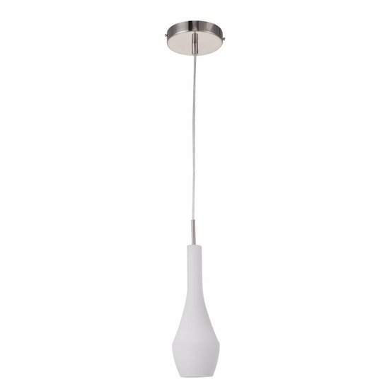 Fantasia Botelo hanglamp glas fles mat E27 fitting, 1200mm hoog, nikkel/melkwit, lamp niet inbegrepen