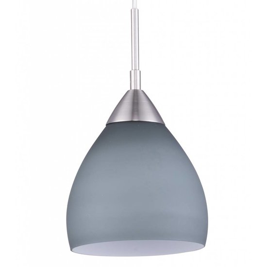 Fantasia Ninis glass pendant lamp, dome-shaped, grey/nickel, E27 fitting (bulb excl.), 160mm diameter, 1200mm height