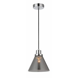 Hanging lamp glass smoked conical E27 200mm diameter