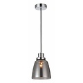 Fantasia Nali pendant lamp, smoked glass, E27 fitting, 200mm diameter, 1200mm height, chrome