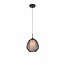 Pendant light glass black-white oval 1xE27