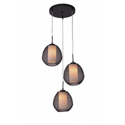Fantasia Lunki hanglamp peer zwart-wit E27x3 470mm