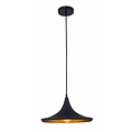 Fantasia IDRIS pendant lamp, conical shape black with gold, 1x E27 fitting, 360mm diameter, 1200mm height, steel