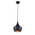 Fantasia KAYA pendant light in black-gold steel, conical shape, E27 socket (bulb not included), Ø250mm x 1200mm high, IP20