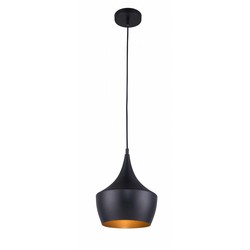 Luminaire suspendu design noir-doré 1xE27 diamètre 250mm