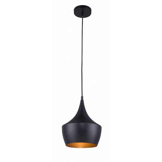 Suspension Fantasia KAYA noir-doré en acier, forme conique, douille E27 (ampoule non incluse), Ø250mm x 1200mm, IP20