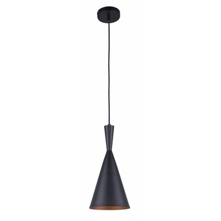 Hanglamp design conisch zwart-goud 1xE27 185mm diameter