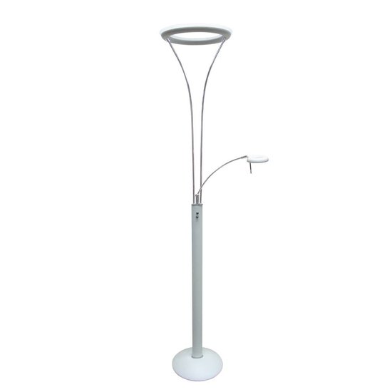 Fantasia Ceres lámpara de pie con lámpara de lectura en blanco-cromo, LED regulable 30W + 6W, 3050 + 600 lúmenes, 3000K