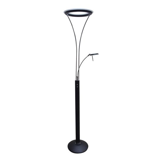 Fantasia Ceres vloerlamp met leeslamp in wit chroom, dimbare LED 30W + 6W, 3050 + 600 lumen, 3000K warm wit