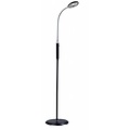 Fantasia Fantasia Safrane lámpara de pie, blanco-cromo, brazo flexible, LED 5W, 400 lúmenes, altura 1200-1400 mm
