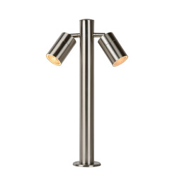 LUCIDE ARNE-LED - Sokkellamp Buiten - Ø 6,3 cm - LED - GU10 - 2x5W 2700K - IP44 - Mat chroom