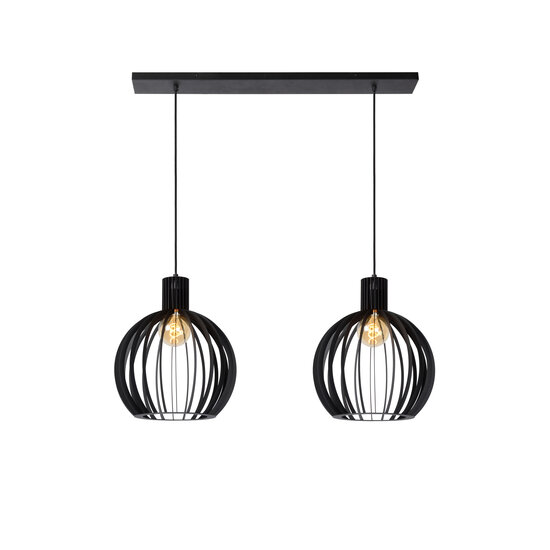LUCIDE LUCIDE MIKAELA - Hanglamp - 2xE27 - Elegante schwarze Pendelleuchte