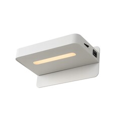LUCIDE ATKIN - Lampe de Chevet - LED - 1x6W 3000K - Avec Prise USB - Blanc