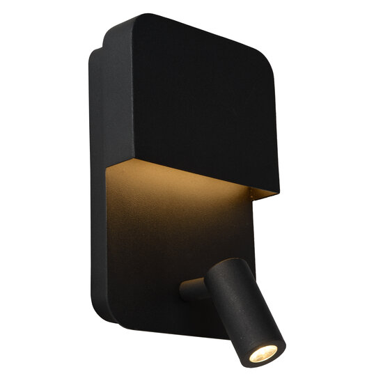 LUCIDE LUCIDE BOXER - Bedside Lamp with USB Charging Point and LED Light